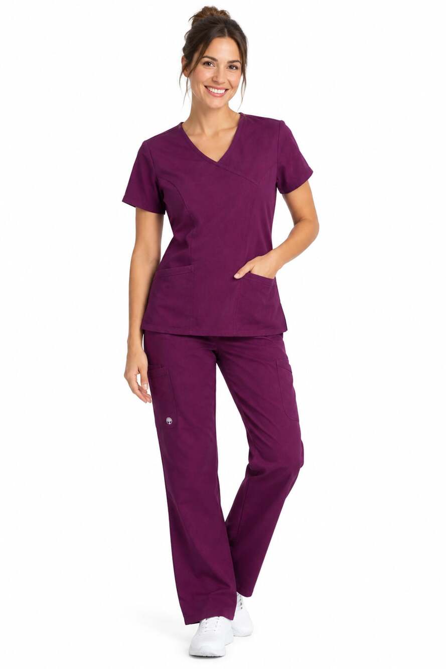 HH Works Healing Hands Women's Plum Scrub Set Size XS Top and S Pants